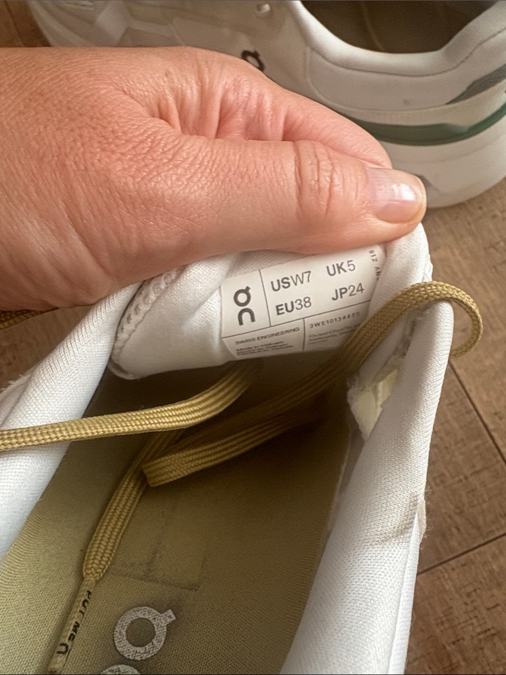 On Running White, Green & Gold Athletic Sneakers - Picture 9 of 10